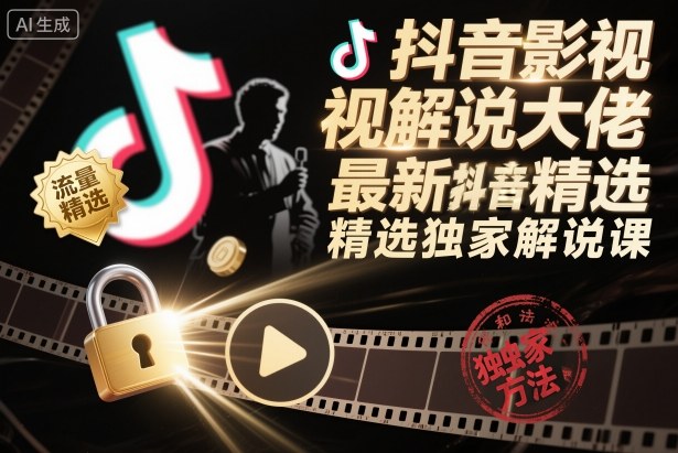 抖音影视解说大佬最新抖音进精选和独家方法，精选独家解说课-轻创驿站