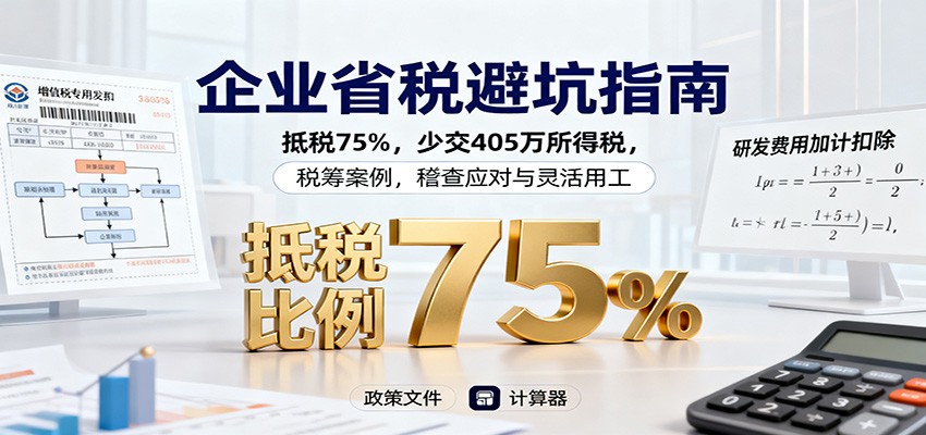 企业省税避坑指南：抵税75%，少交405万所得税，税筹案例，稽查应对与灵活用工-轻创驿站