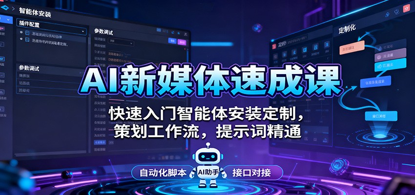AI新媒体速成课：快速入门智能体安装定制，策划工作流，提示词精通-轻创驿站