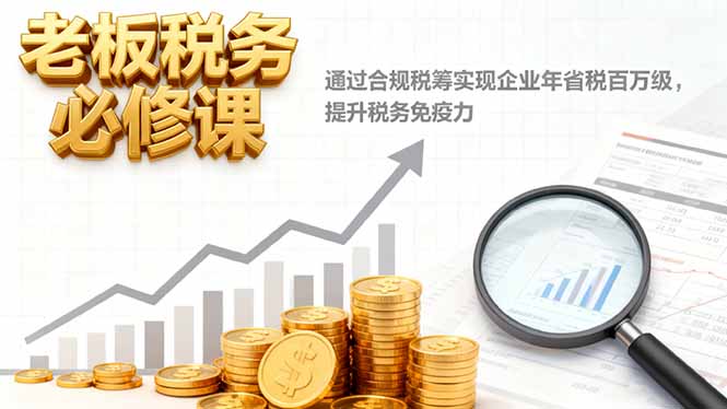 老板税务必修课，通过合规税筹实现企业年省税百万级，提升税务免疫力-轻创驿站