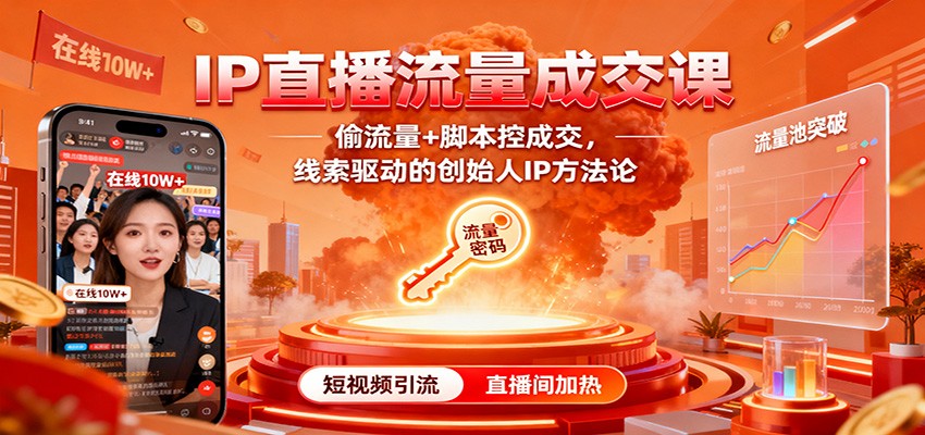IP直播流量成交课:偷流量+脚本控成交,线索驱动的创始人IP方法论-轻创驿站