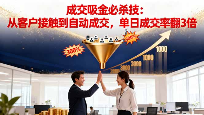 吸金成交营销必杀技：从客户接触到自动成交，单日成交率翻3倍-轻创驿站