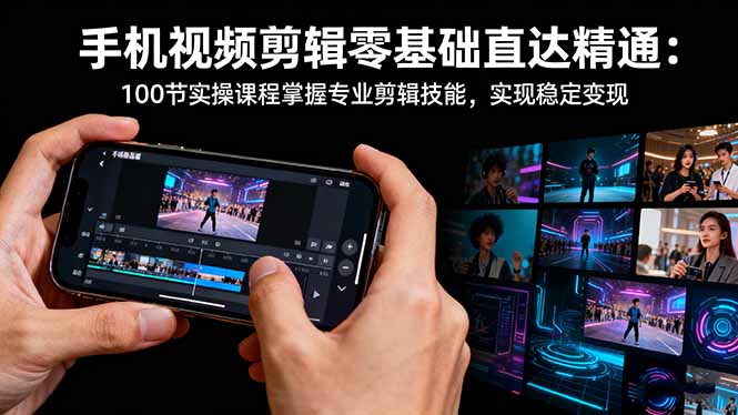 手机视频剪辑零基础直达精通：100节实操课程掌握专业剪辑技能，实现稳...-轻创驿站