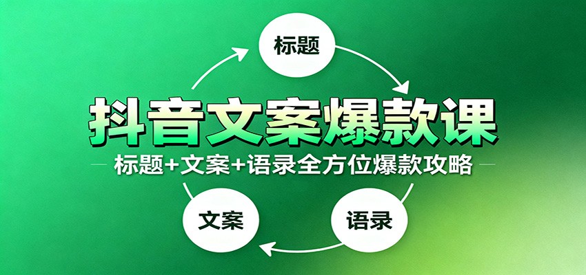 抖音文案爆款课：9大标题绝招，各类型必火文案，100条万能文案情感语录-轻创驿站