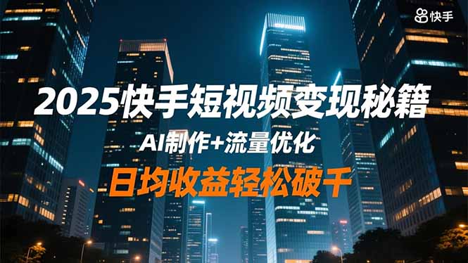 2025快手短视频变现秘籍，AI制作+流量优化，日均收益轻松破千-轻创驿站
