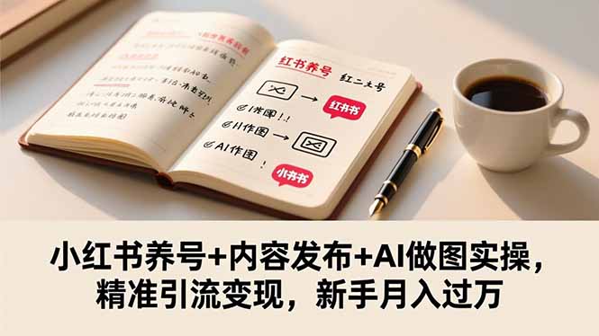 小红书养号+内容发布+AI做图实操，精准引流变现，新手月入过万-轻创驿站