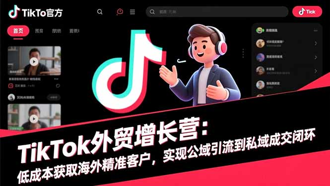 TikTok外贸增长营：低成本获取海外精准客户，实现公域引流到私域成交闭环-轻创驿站