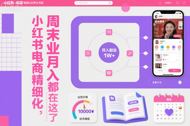 小红书电商精细化运营全流程，周末副业月入1W+，全套方法都在这了-轻创驿站