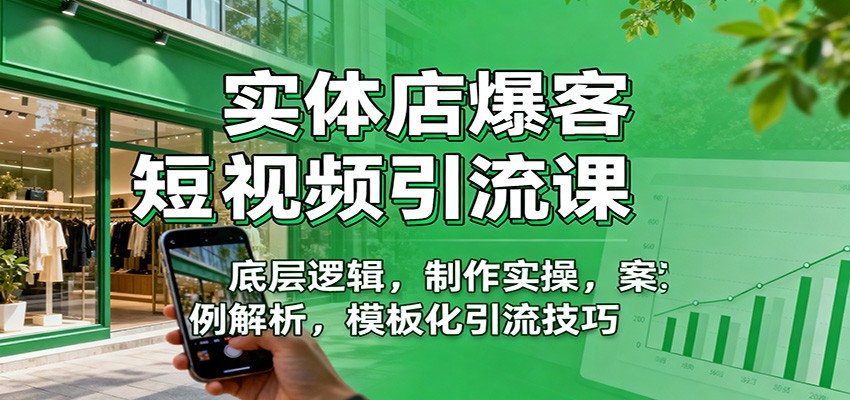 实体店爆客短视频引流课：底层逻辑，制作实操，案例解析，模板化引流技巧-轻创驿站