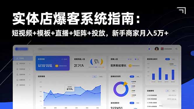 实体店爆客系统指南：短视频+模板+直播+矩阵+投放，新手商家月入5万+-轻创驿站