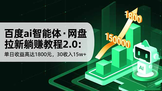 百度ai智能体·网盘拉新躺赚教程2.0：单日收益高达1800元，30收入15w+-轻创驿站